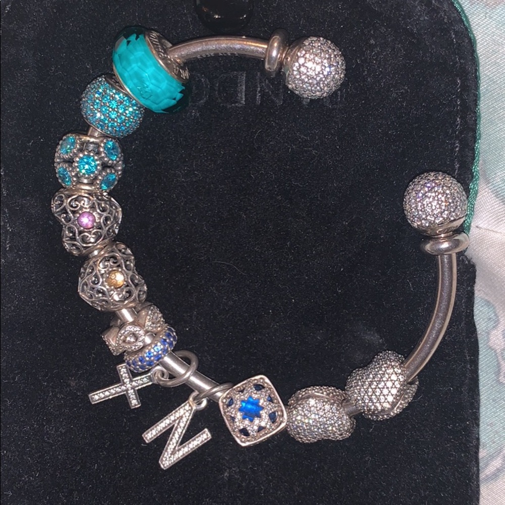 Pandora bangle and charms